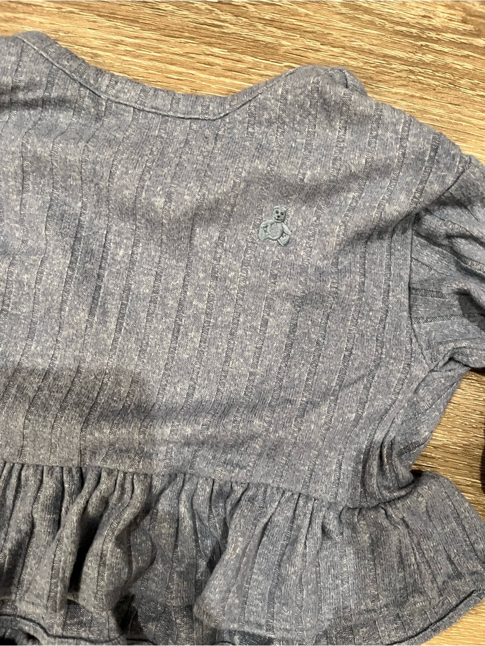 GAP Girls Gray Ribbed Ruffle Hem Pajama Set - Picture 2 of 4